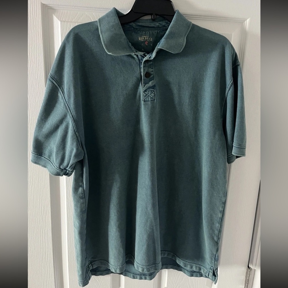 RedHead Shirt Extra Large Mens Polo Green Golf Short Sleeve Cotton Stonewash